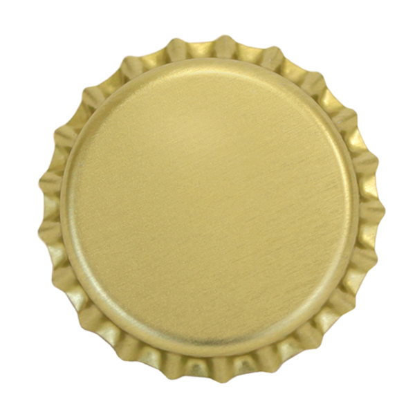 Bright Gold Beer Bottle Caps, Oxygen Barrier, 26 mm Universal Crown, 10,000/Case