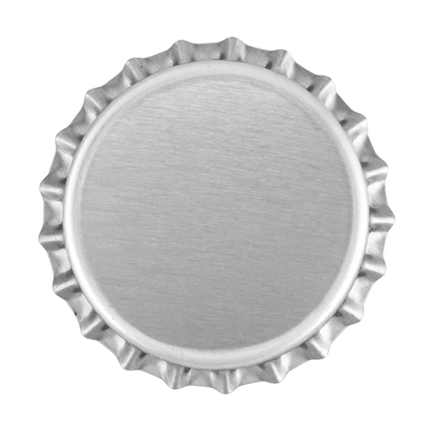 Bright Silver Beer Bottle Caps, Oxygen Barrier, 26 mm Universal Crown, 10,000/Case