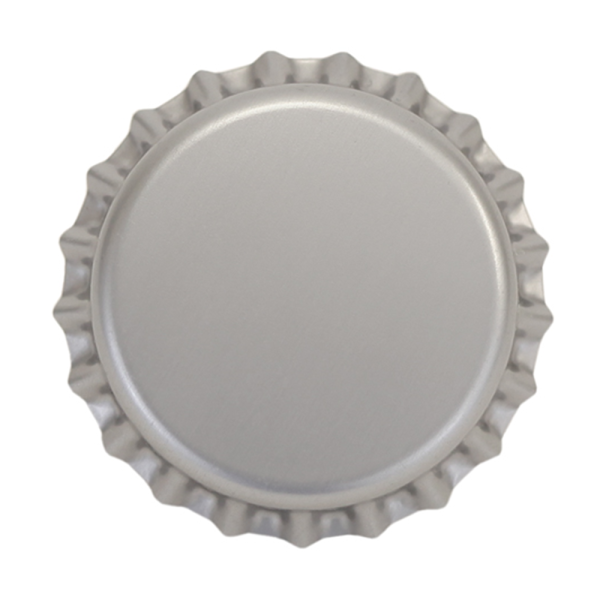 Silver Beer Bottle Caps, Oxygen Barrier, 26 mm Universal Crown, 10,000/Case